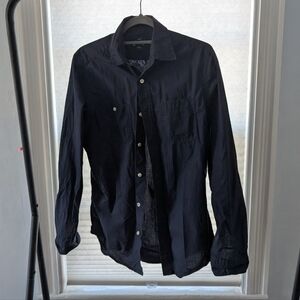 Men's slim fit navy blue button down